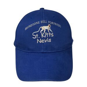 Brimstone Hill Fortress St Kitts Nevis Slideback Hat Blue OSFA Adjustable Cotton